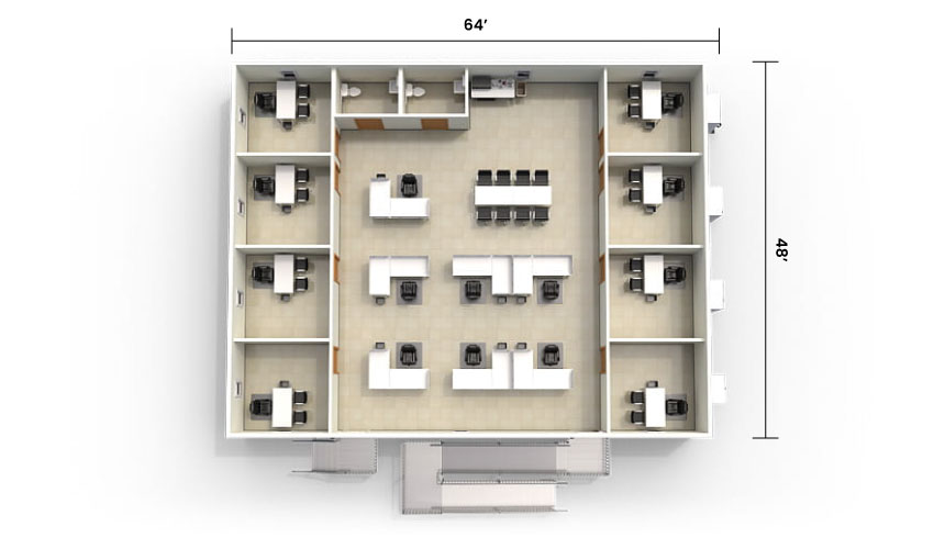 Sunbird 64'x48' modular office layout